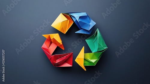 Obraz na płótnie Recyclable Origami Art: A Colorful Symbol of Sustainability w salonie