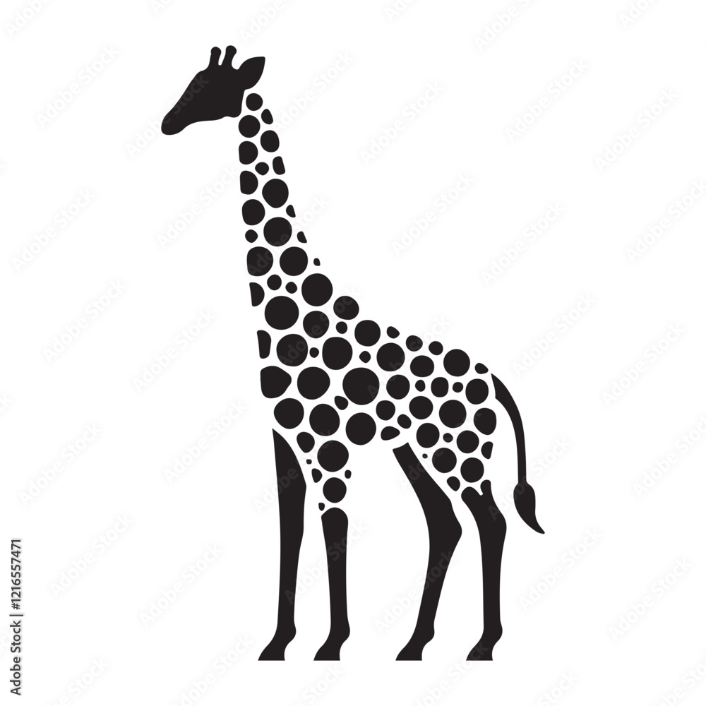 Naklejka premium Giraffe Silhouette Illustration with Unique Spot Pattern