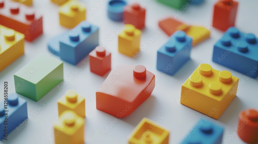 Building blocks neatly arranged on a white surface. Showcasing various shapes and colors. Emphasizing creativity and structure. Ideal for educational and creative projects. Building blocks neatly arranged on a white surface. Showcasing various shapes and colors. Emphasizing creativity and structure. Ideal for educational and creative projects.