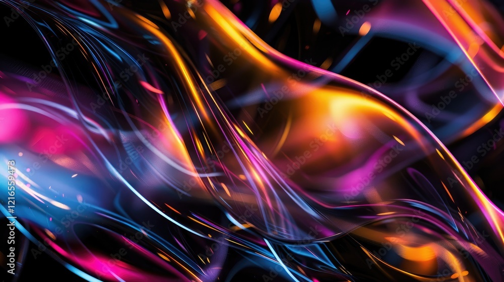 Fototapeta premium Abstract colorful waves of light creating a dynamic, fluid visual effect.