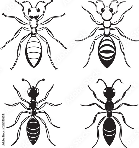 Line art ant illustration vector art 