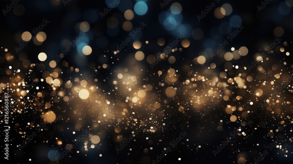 Naklejka premium Abstract composition featuring striking glitter and bokeh effects on a dark background evoking a sense of elegance and creativity