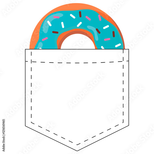 Sweet blue donut with sprinkles and frosting