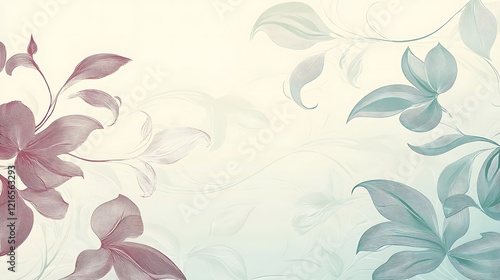 Delicate Floral Design With Pastel Hues And Linear Leaves