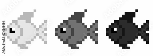 gray fish pixel art