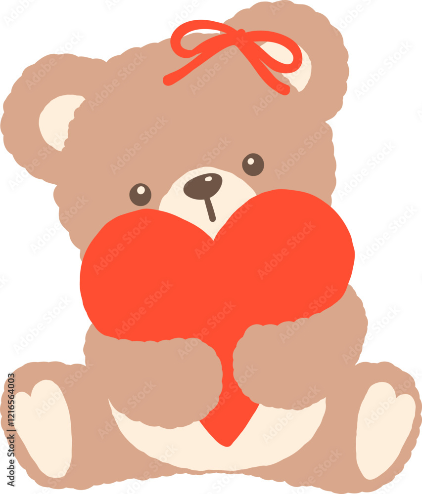 Retro Teddy Bear Holding Red Heart Retro Teddy Bear Holding Red Heart