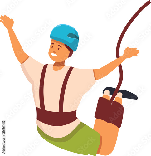 Young athlete having fun practicing bungee jumping, extreme sport and leisure activity concept