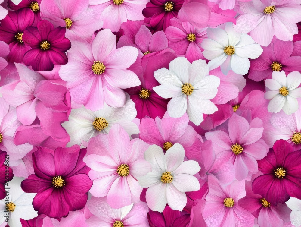A Beautiful and Vibrant Floral Background Featuring a Dense Arrangement of Cosmos Flowers A Beautiful and Vibrant Floral Background Featuring a Dense Arrangement of Cosmos Flowers