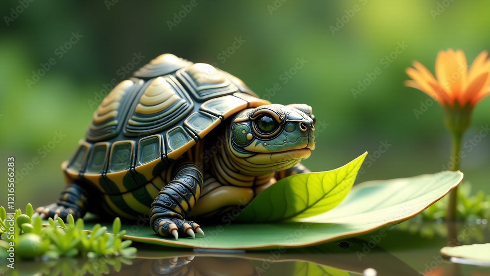 3D Turtle's Tranquil Leaf 3D Turtle's Tranquil Leaf