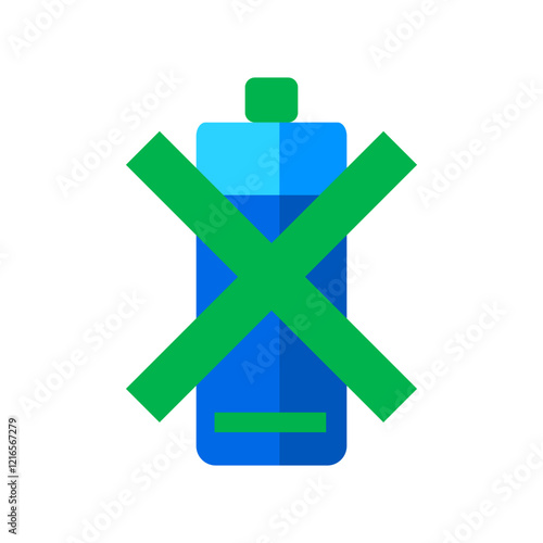 Prohibition sign on a blue battery icon indicating no battery allowed.