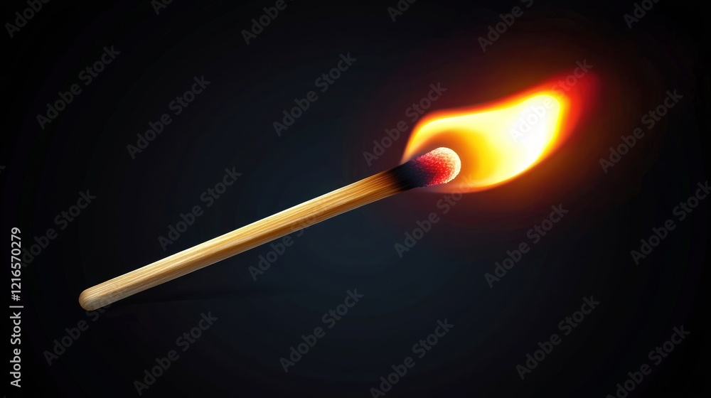 A match being lit in a dark environment. A match being lit in a dark environment.