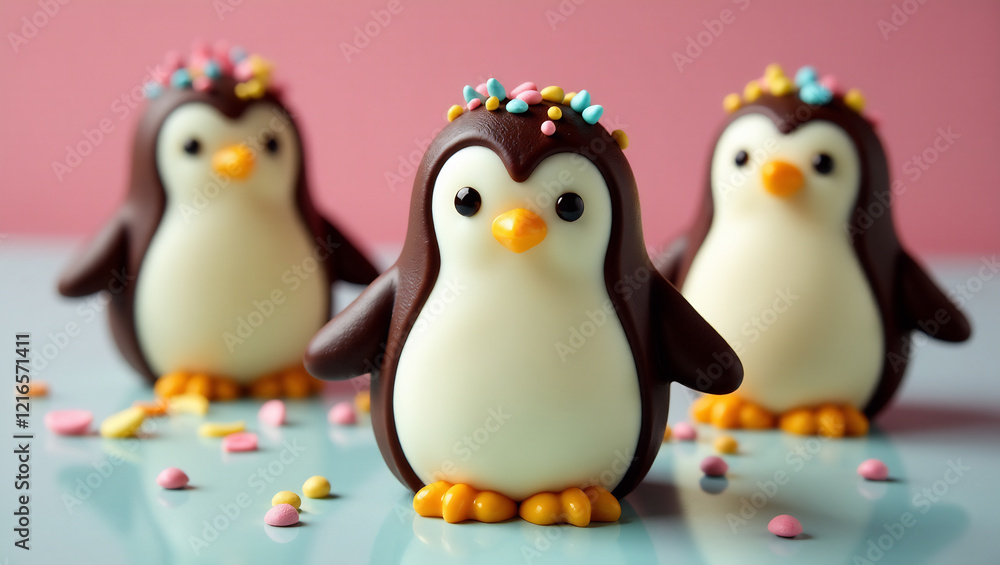 Fototapeta premium Penguin-Shaped Ice Cream Treat