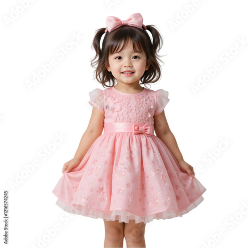 Portrait of a pretty little girl in pink dress