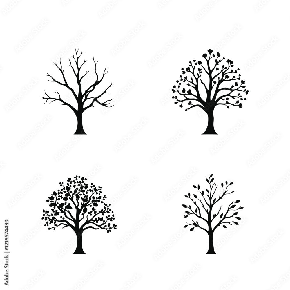 Obraz premium Unique tree logo set on white background