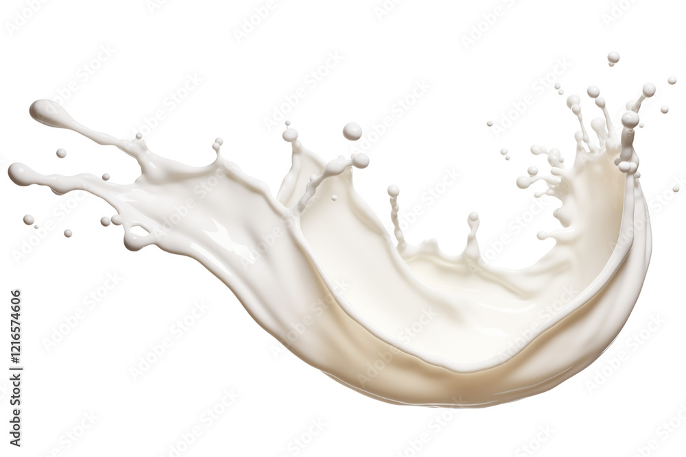 splash of milk in mid air forms natural arc, dynamic and visually fluid motion of freshness and purity beverage drink concept, isolated on transparent background PNG cutout. splash of milk in mid air forms natural arc, dynamic and visually fluid motion of freshness and purity beverage drink concept, isolated on transparent background PNG cutout.
