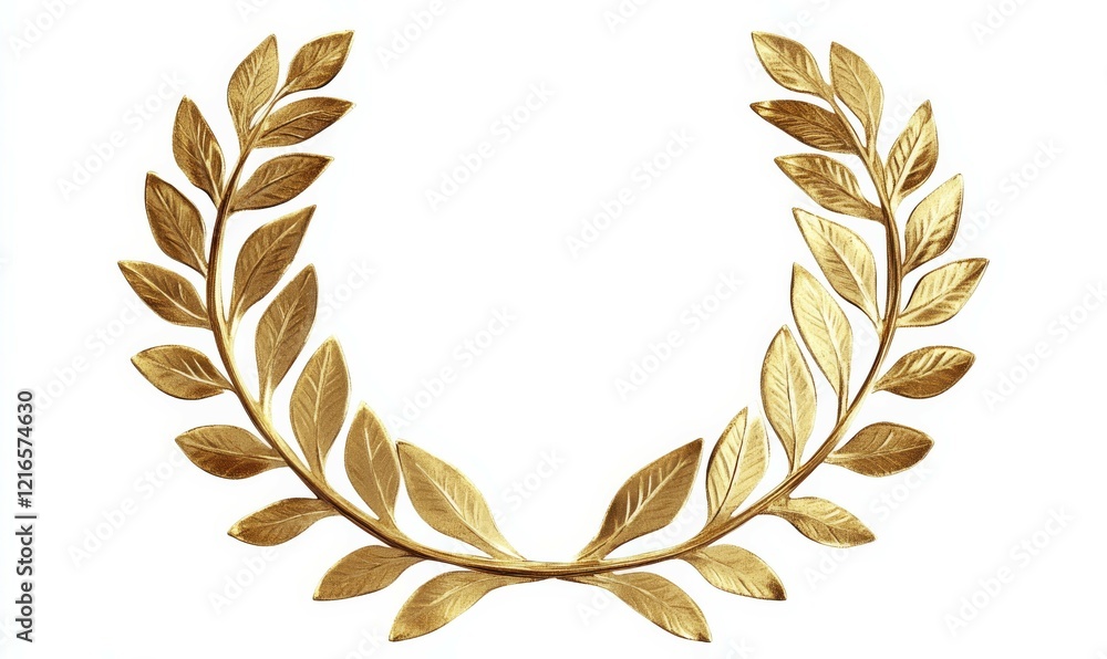 Golden laurel wreath on white background Golden laurel wreath on white background