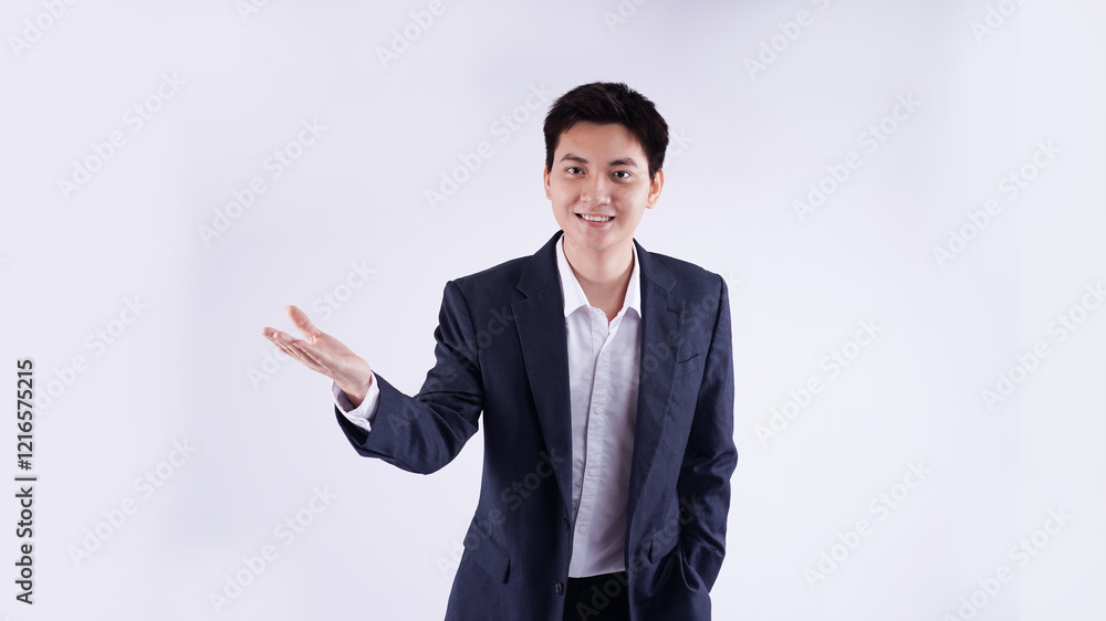 Portrait of young Asian business man posing on white background Portrait of young Asian business man posing on white background
