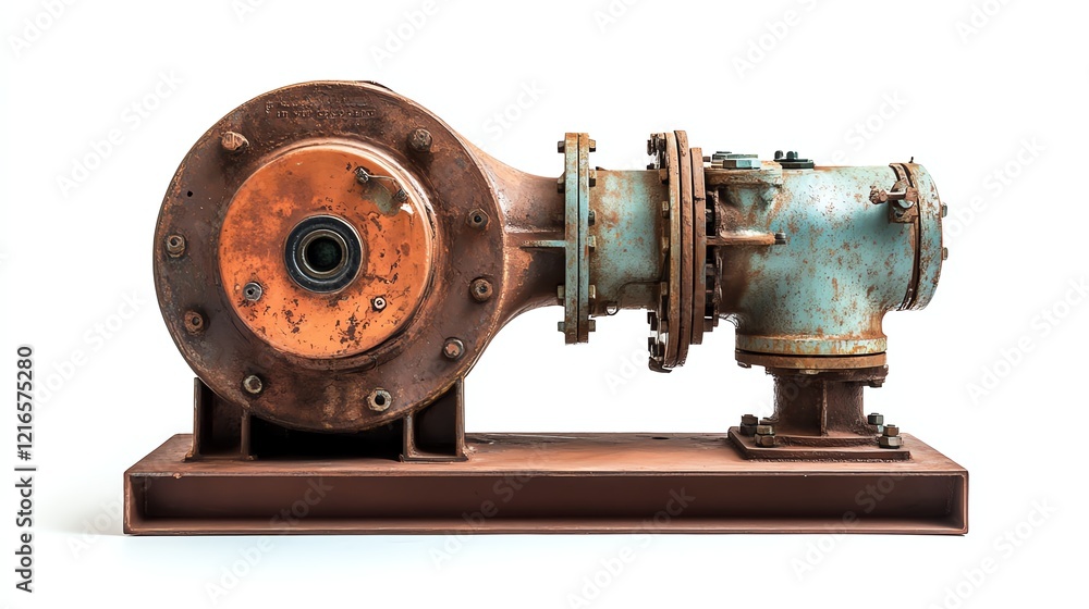 Old mechanical pump on a white isolated background. Old mechanical pump on a white isolated background.