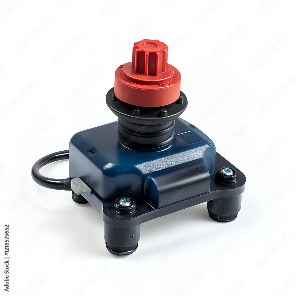 Control switch with red top, black base, isolated on white background. Control switch with red top, black base, isolated on white background.