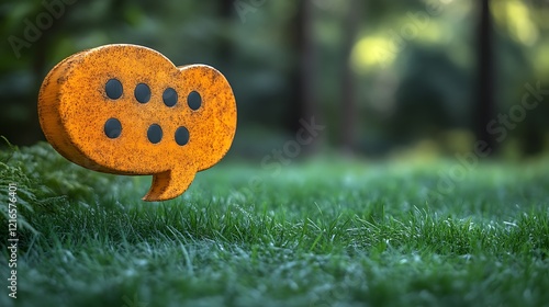 Wallpaper Mural Rusty Orange Speech Bubble In Green Grass Torontodigital.ca