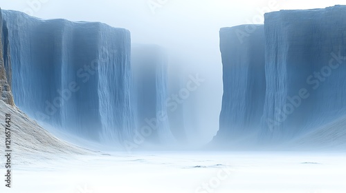 Glacial Canyon A Misty Winter Landscape