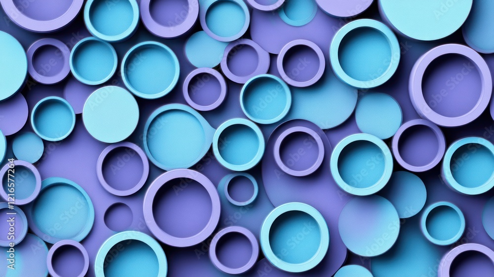 Abstract Blue Purple Circles Overlapping Pattern Design Background