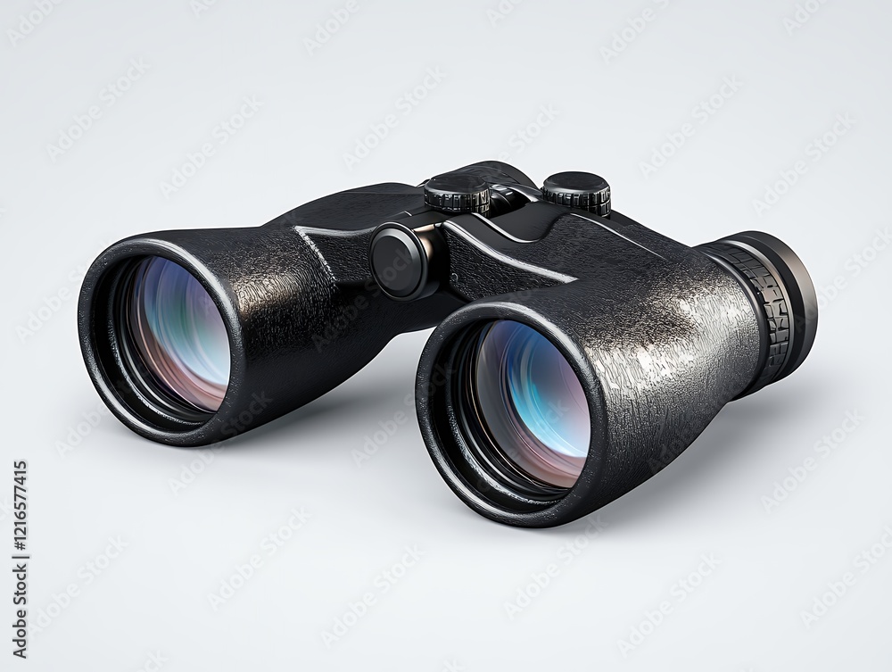 Close-up of elegant black binoculars designed for outdoor exploration and wildlife observation Close-up of elegant black binoculars designed for outdoor exploration and wildlife observation