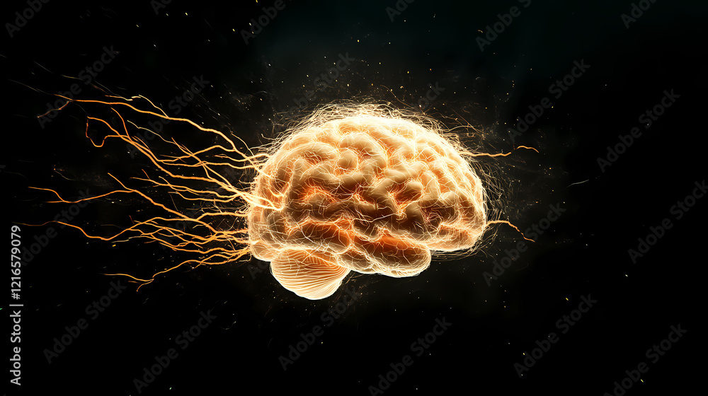 Fototapeta premium Brain art with glowing neural network