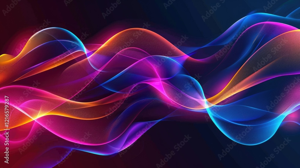 Abstract waves of vibrant colors creating a dynamic and fluid visual effect. Abstract waves of vibrant colors creating a dynamic and fluid visual effect.