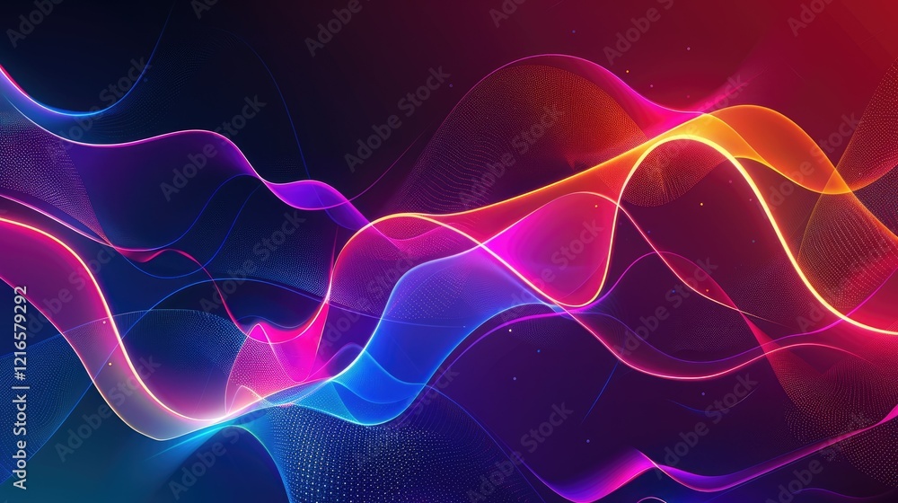 Fototapeta premium Abstract colorful wave patterns with smooth gradients and light effects.