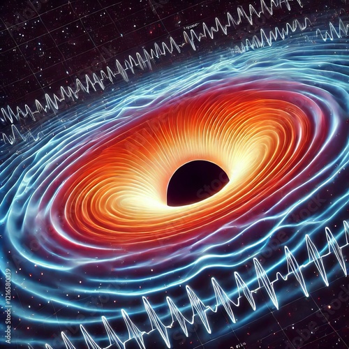 Radio waves emitted from material accreting around a black hole photo