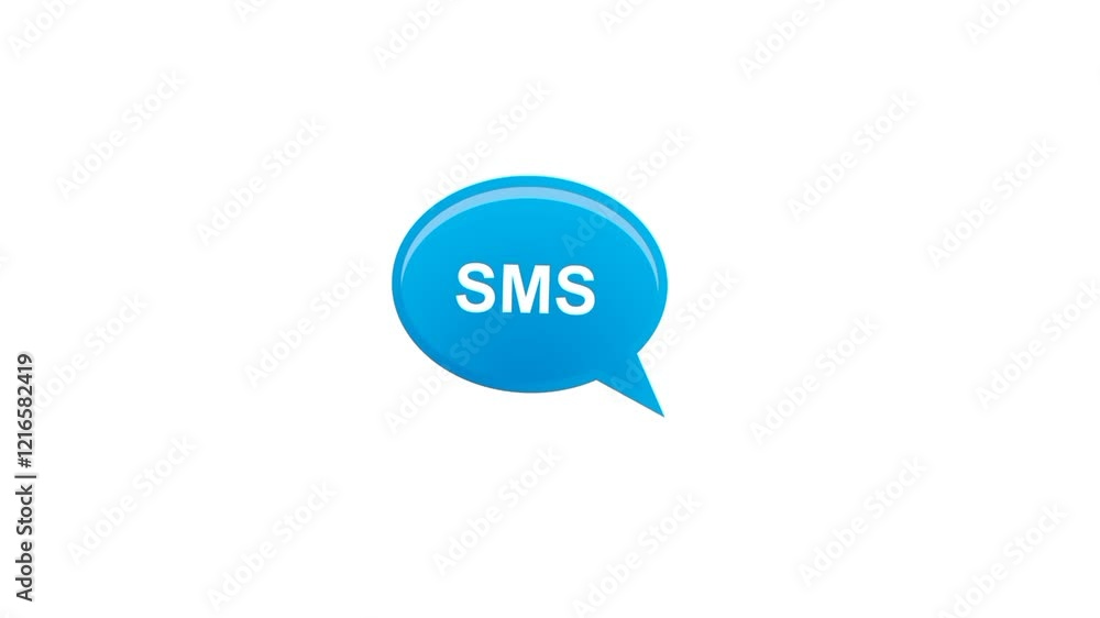 SMS speech bubble 3d icon. Text message chat bubble animation 
