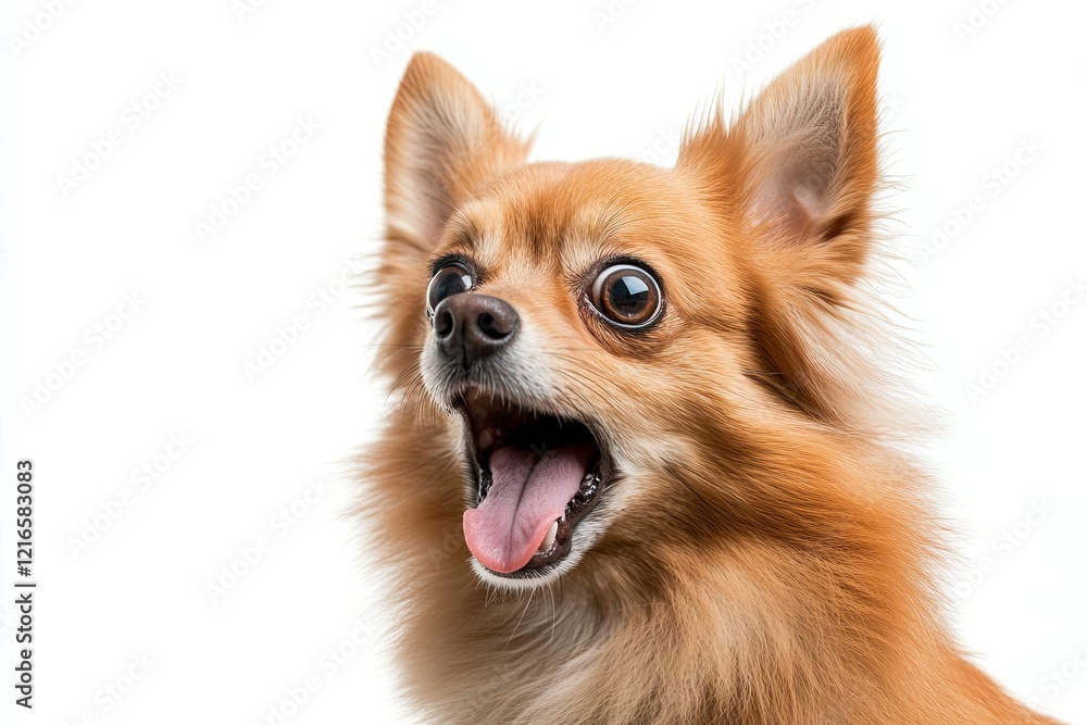 Fototapeta premium dog. surprised on isolated white background, real image. close up