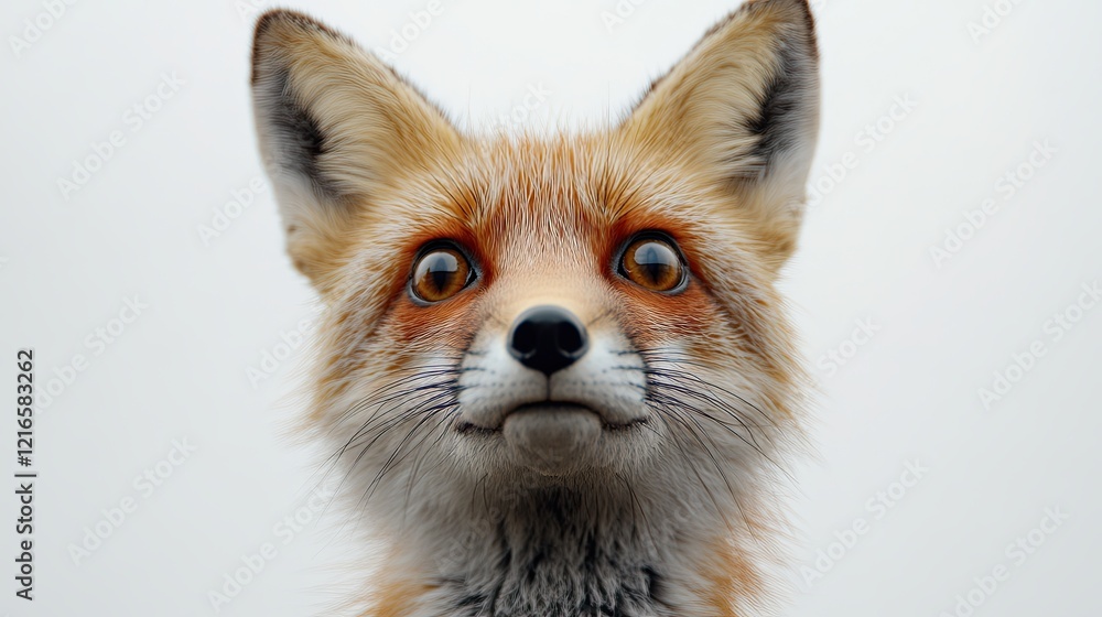 Obraz premium fox surprised on isolated white background, real image. close up