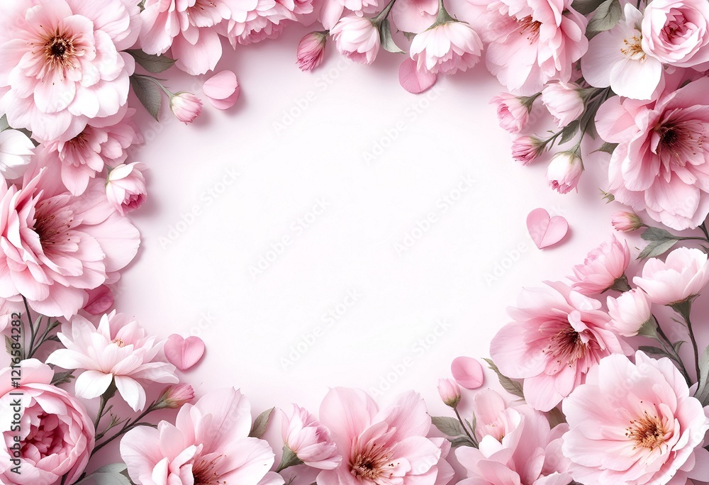 Delicate Pink Blossom Frame: Romantic Floral Arrangement Delicate Pink Blossom Frame: Romantic Floral Arrangement