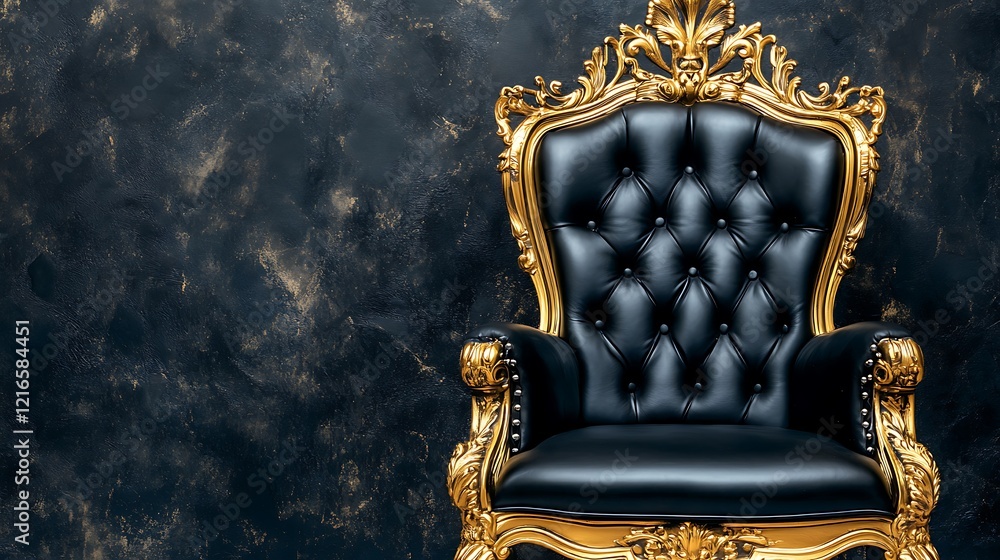 Ornate Gold Frame Black Leather Throne Chair Ornate Gold Frame Black Leather Throne Chair