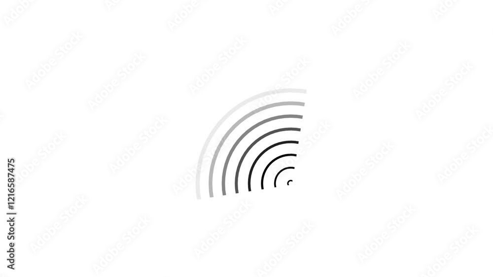 Abstract Radio wave WI-FI signal frequency icon loop animation on a white background. 4k motion graphics animation. Abstract Radio wave WI-FI signal frequency icon loop animation on a white background. 4k motion graphics animation.