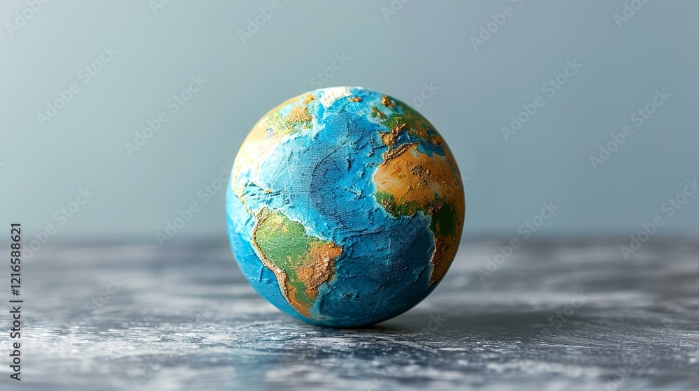 Global environmental awareness, earth model on table, blue background, sustainable future concept, stock photo Global environmental awareness, earth model on table, blue background, sustainable future concept, stock photo