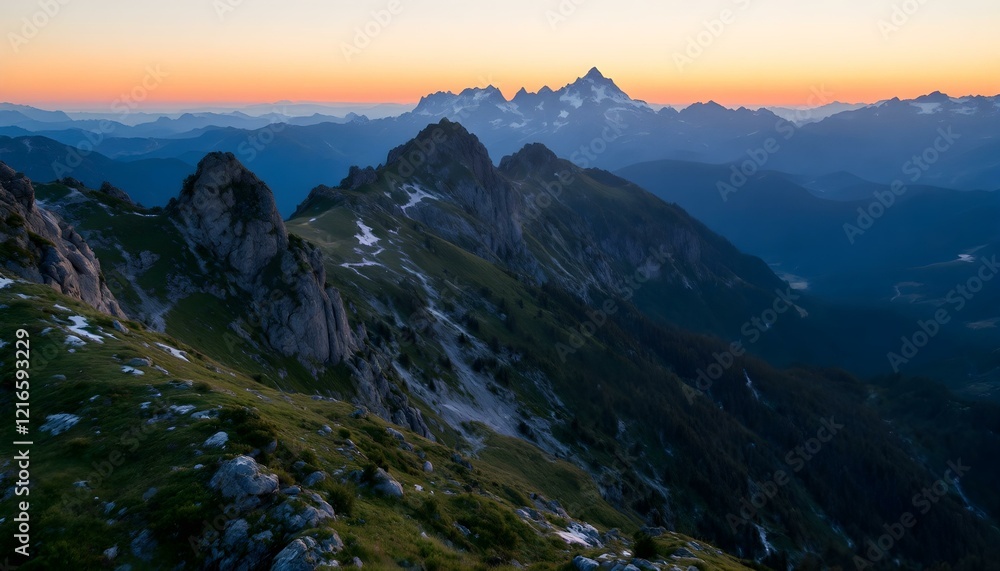 Fototapeta premium Mountain landscape at sunset