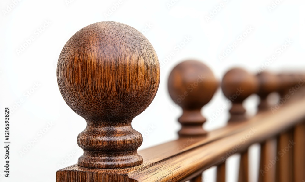 Macro shot of wooden railing isolated on white background Macro shot of wooden railing isolated on white background