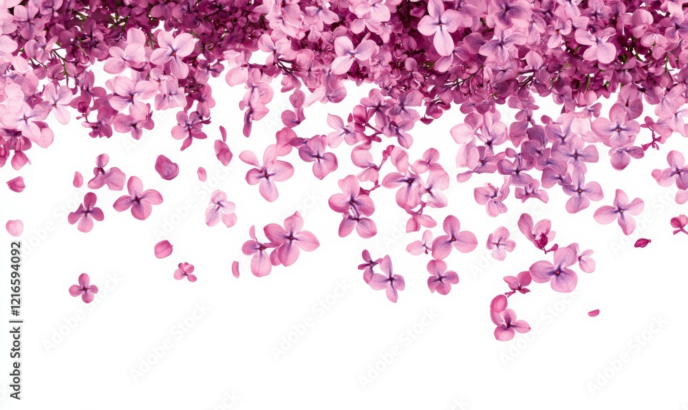 Lilac flowers floating in mid-air on a white background, isolated, white background, bloom isolation Lilac flowers floating in mid-air on a white background, isolated, white background, bloom isolation