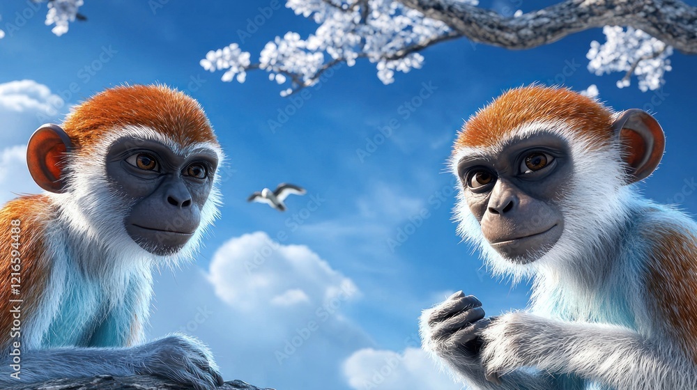 Fototapeta premium Frosted Monkeys in Winter Wonderland