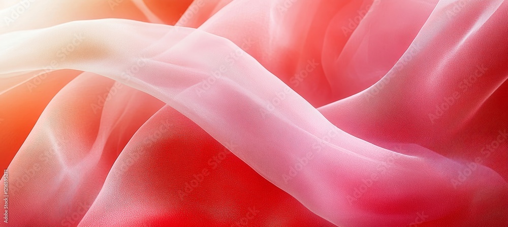 Obraz premium Pink Satin Fabric. Abstract Background with Flowing Curves, Delicate Texture, Smooth Gradients.