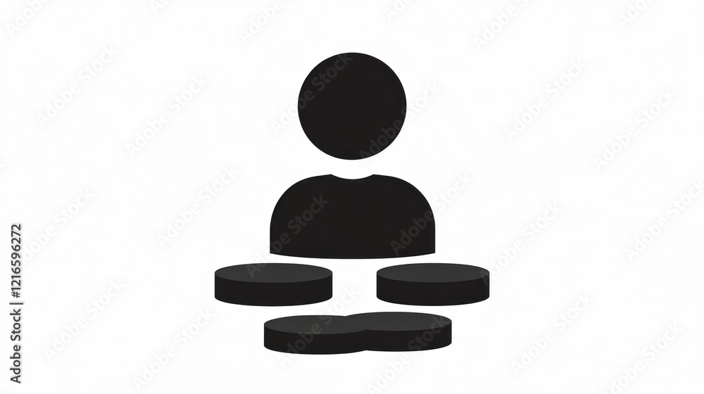 Person with Three Disks: A Simple Vector Graphic Depicting a User Interface Element Person with Three Disks: A Simple Vector Graphic Depicting a User Interface Element