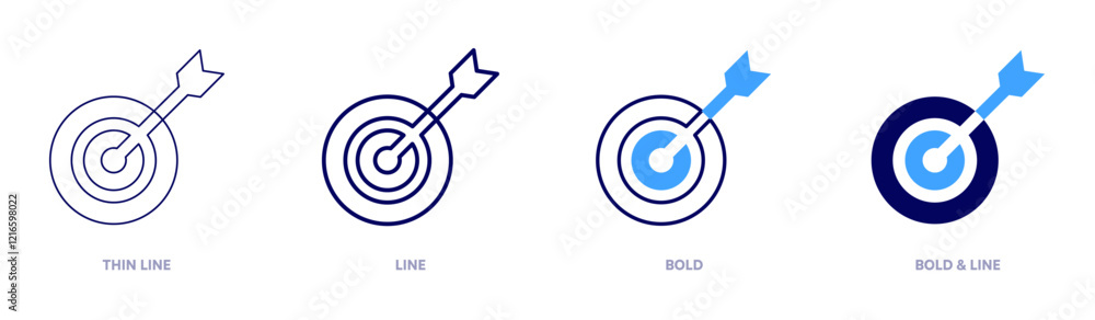 Aim icon in 4 different styles. Thin Line, Line, Bold, and Bold Line. Duotone style. Editable stroke Aim icon in 4 different styles. Thin Line, Line, Bold, and Bold Line. Duotone style. Editable stroke