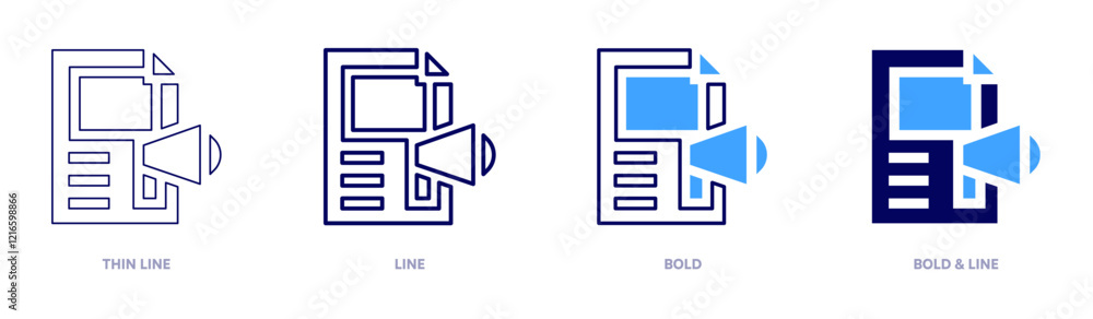 Content icon in 4 different styles. Thin Line, Line, Bold, and Bold Line. Duotone style. Editable stroke Content icon in 4 different styles. Thin Line, Line, Bold, and Bold Line. Duotone style. Editable stroke