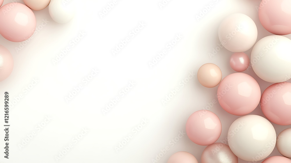 Pale Pink and White Spheres on White Background Pale Pink and White Spheres on White Background