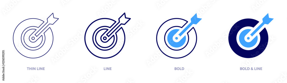 Dartboard icon in 4 different styles. Thin Line, Line, Bold, and Bold Line. Duotone style. Editable stroke Dartboard icon in 4 different styles. Thin Line, Line, Bold, and Bold Line. Duotone style. Editable stroke