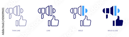 Ethical marketing icon in 4 different styles. Thin Line, Line, Bold, and Bold Line. Duotone style. Editable stroke