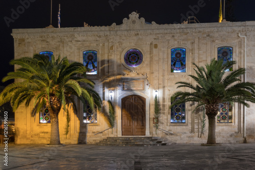 The church of Agios Titos (Saint Titus) in the centre of Heraklion at night.